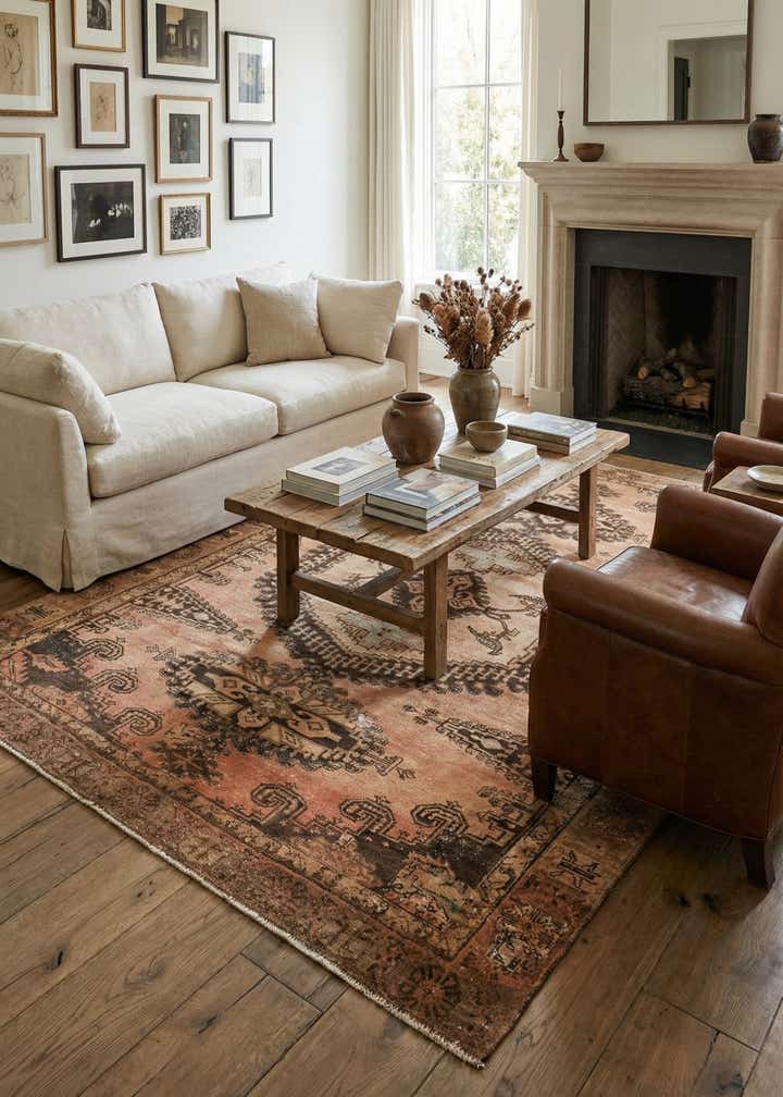 6' 9 x 9' 6 Hand Knotted Ultra Vintage Persian Wool Rug