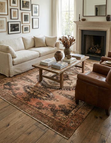 6' 9 x 9' 6 Hand Knotted Ultra Vintage Persian Wool Rug