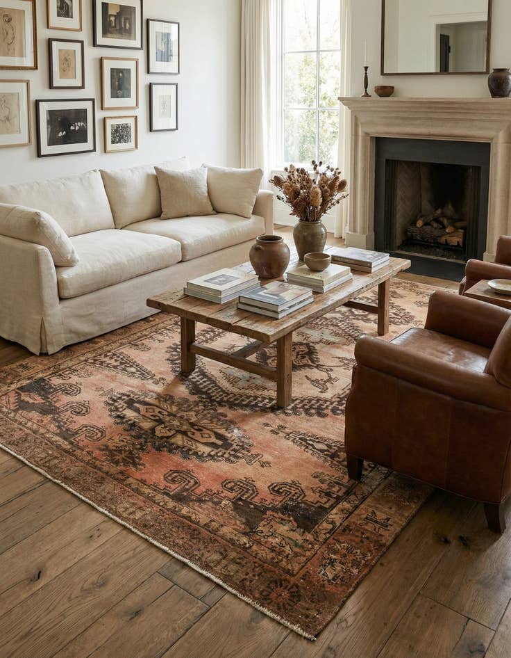 Detail image of 6' 9 x 9' 6  Hand Knotted Ultra Vintage Persian Wool Rug