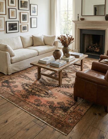 6' 9 x 9' 6 Hand Knotted Ultra Vintage Persian Wool Rug