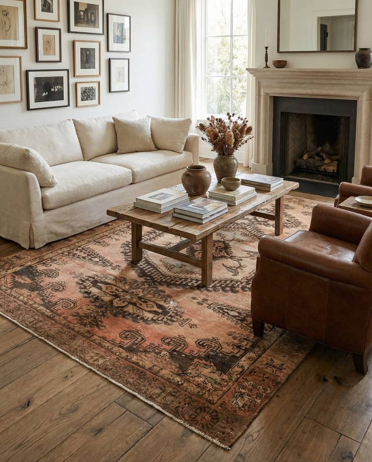 Detail image of 6' 9 x 9' 6 Hand Knotted Ultra Vintage Persian Wool Rug