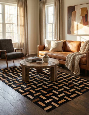 5' 1 x 8' Cowhide - Patchwork Rug