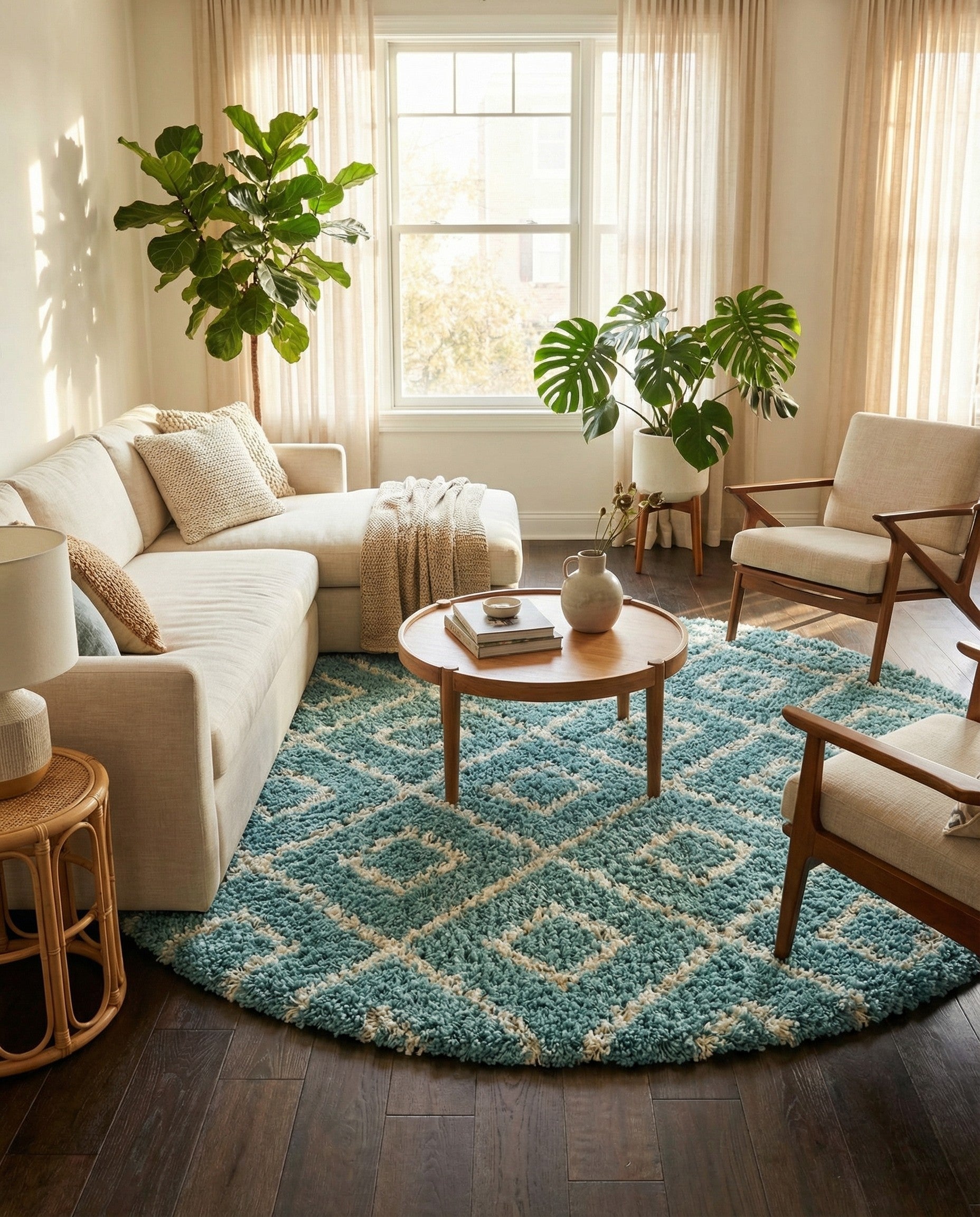  10' x 10' Lattice Shag Round Rug