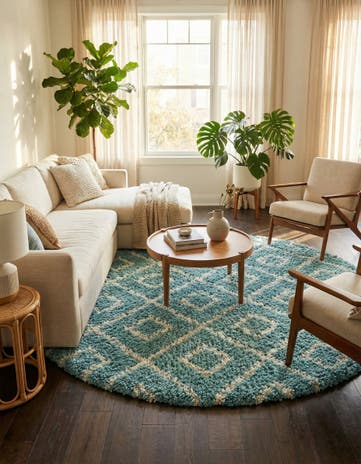 10' x 10' Lattice Shag Round Rug
