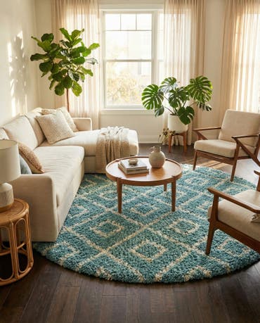  10' x 10' Lattice Shag Round Rug