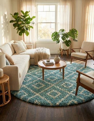 10' x 10' Lattice Shag Round Rug