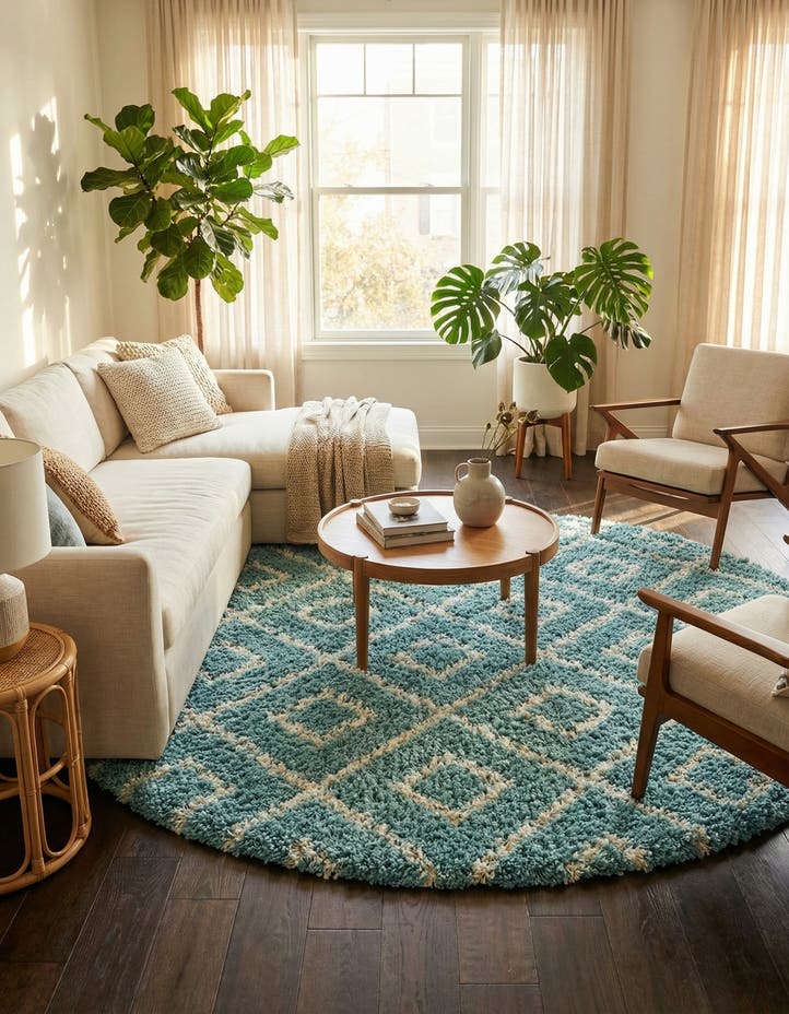 10' x 10' Lattice Shag Round Rug