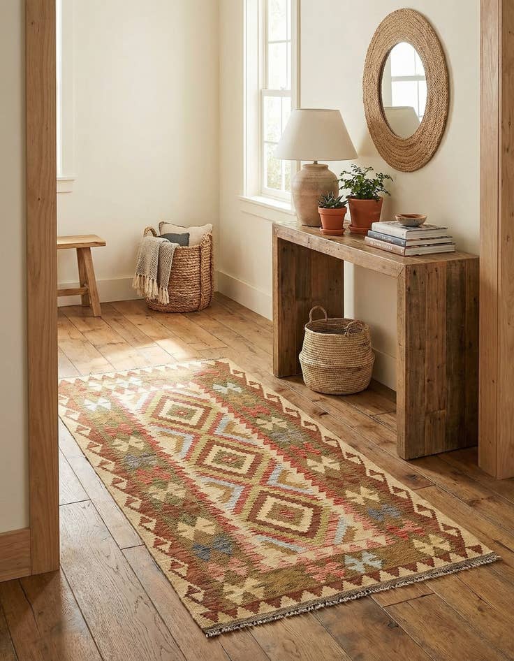 Detail image of 3' 3 x 6' 3  Hand Woven Kilim Maymana Wool Runner Rug