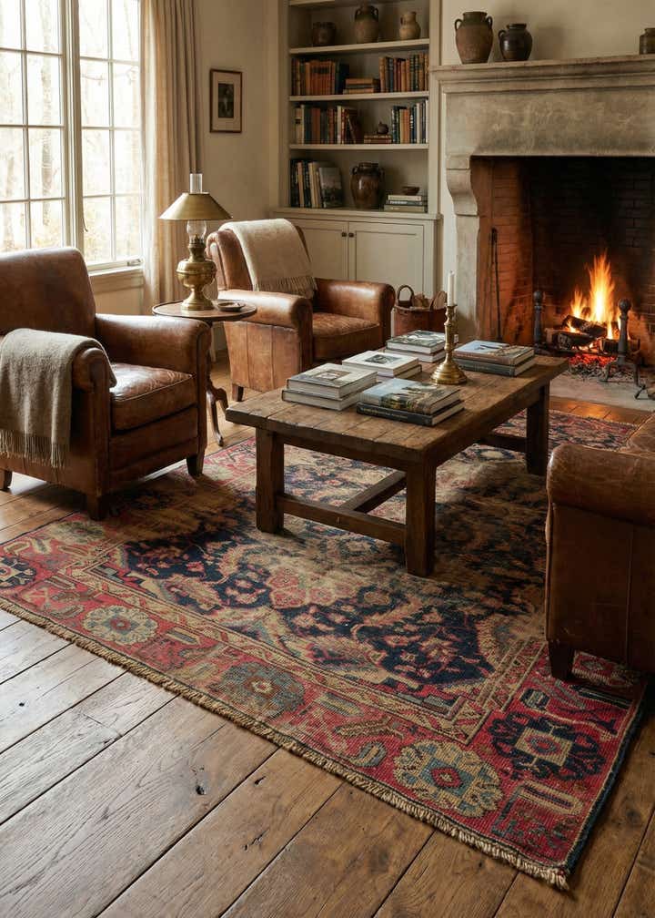 4' 1 x 6' 10 Hand Knotted Varamin Persian Wool Rug