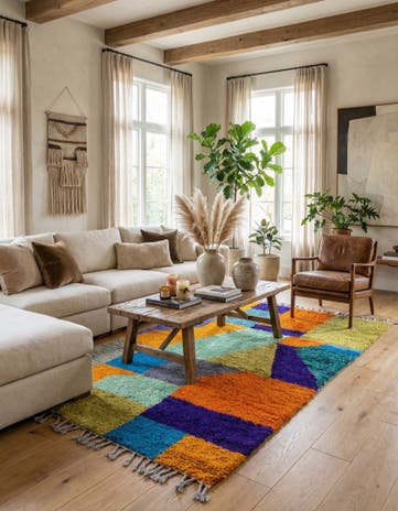 4' 8 x 8' Hand Knotted Moroccan Wool Rug