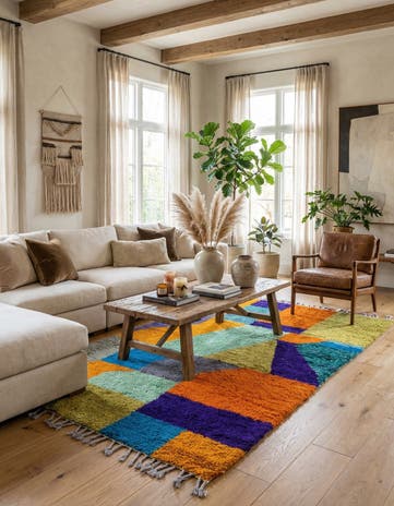 4' 8 x 8' Hand Knotted Moroccan Wool Rug