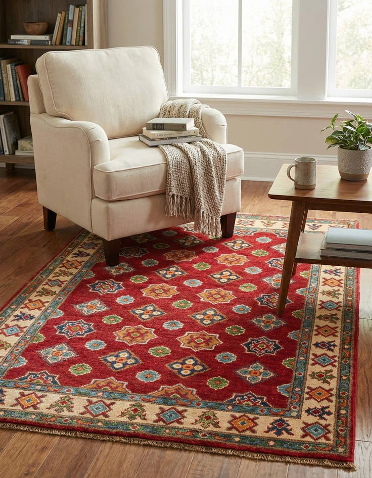 Detail image of 3' 6 x 5'  Hand Knotted Kazak Rug