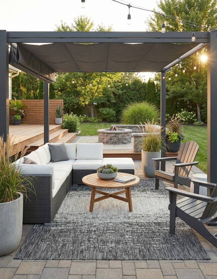 Detail image of  6' x 9'  Washable Modern Indoor / Outdoor Rug