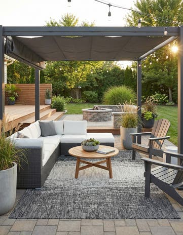 6' x 9' Easy-Clean Modern Indoor / Outdoor Rug