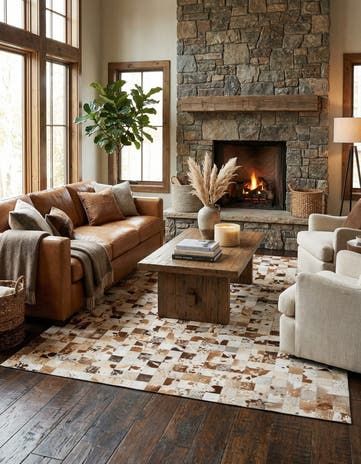 8' 1 x 10' Cowhide Leather Rug