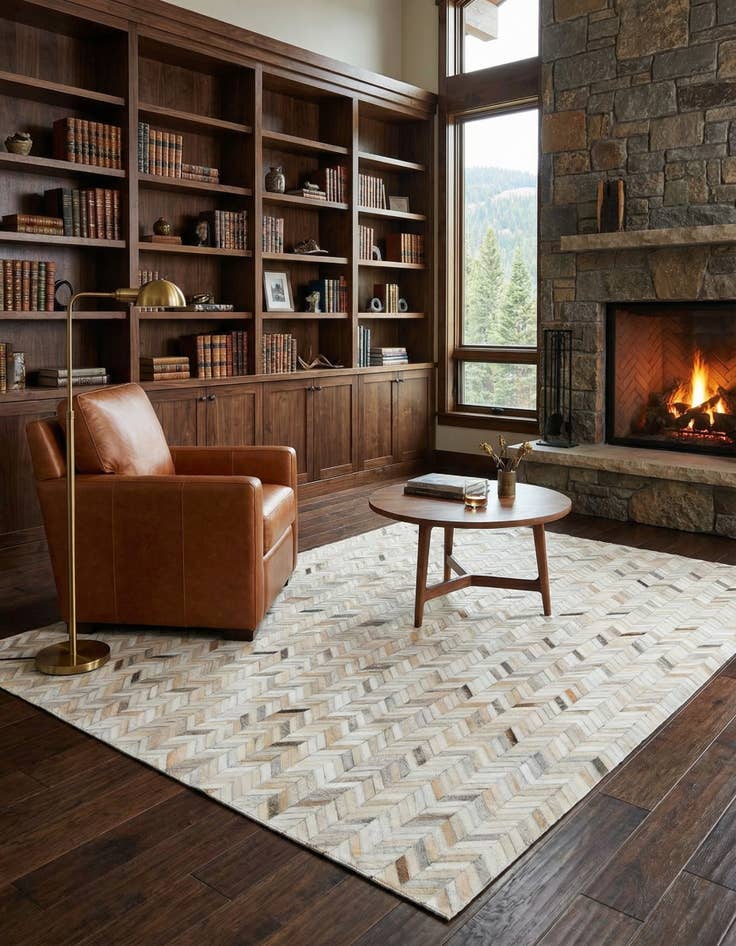 Detail image of  5' x 7' 8 Cowhide Leather Rug