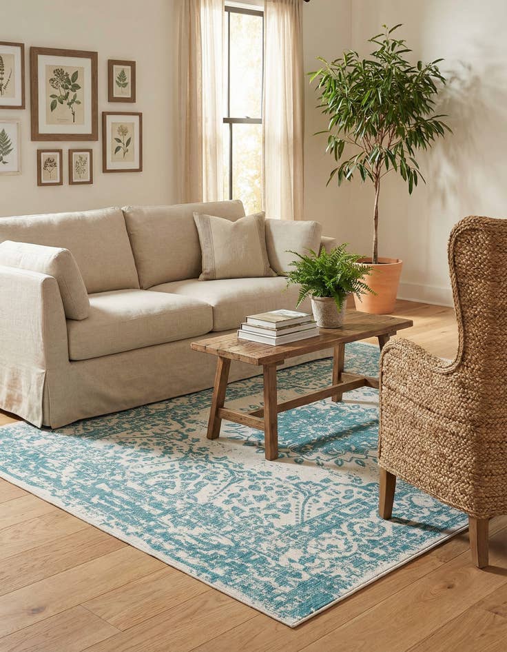 Detail image of  6' x 9'  Washable Traditional Indoor / Outdoor Rug