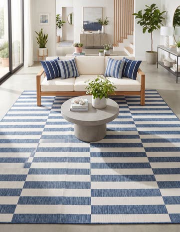 10' x 10' Easy-Clean Striped Indoor / Outdoor Square Rug