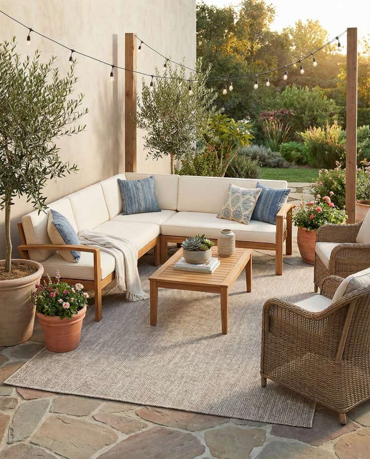 7' 10 x 11' Easy-Clean Solid Indoor / Outdoor Rug