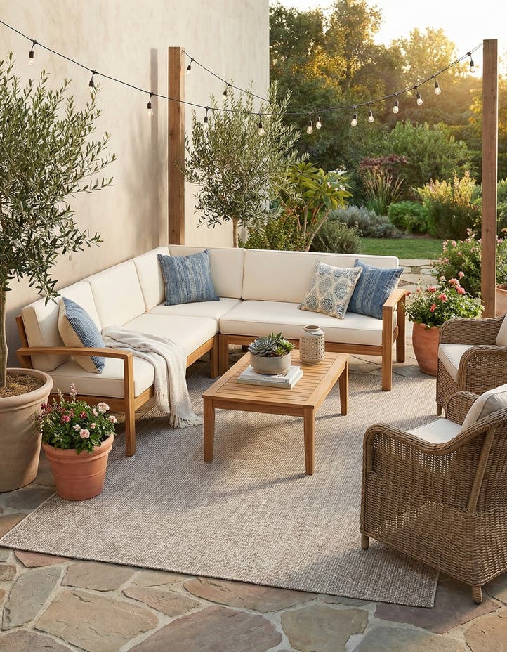 7' 10 x 11' Easy-Clean Solid Indoor / Outdoor ...