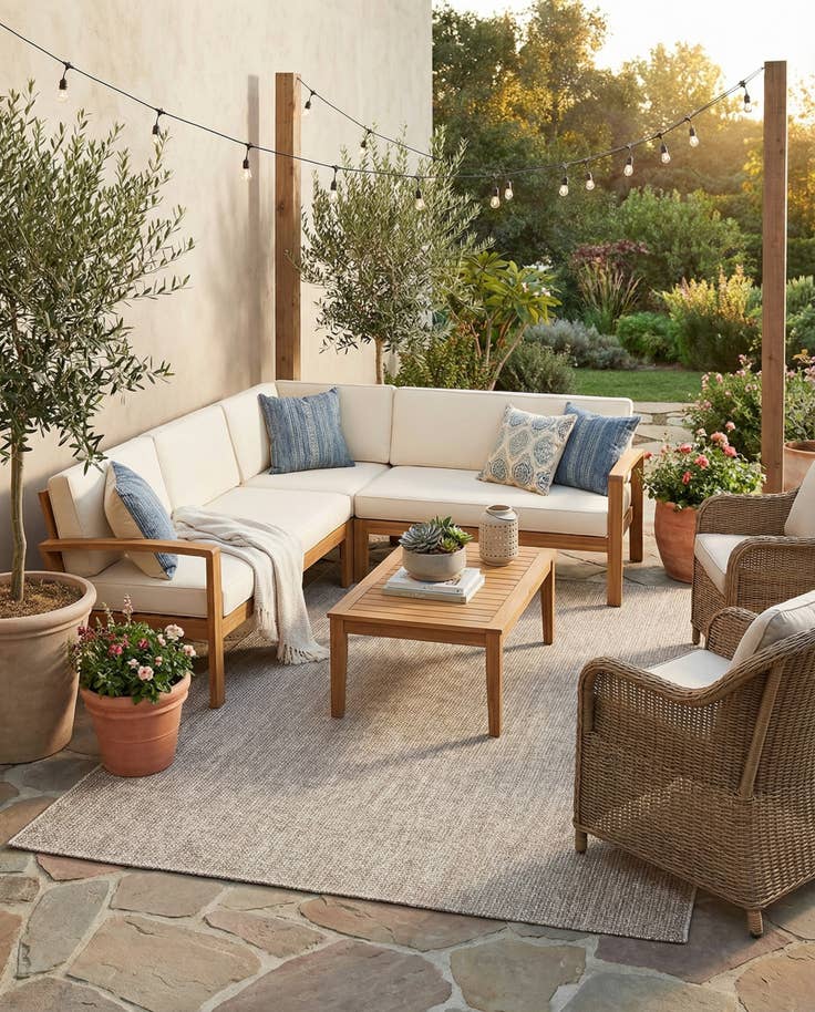 Detail image of 7' 10 x 11' Easy-Clean Solid Indoor / Outdoor Rug