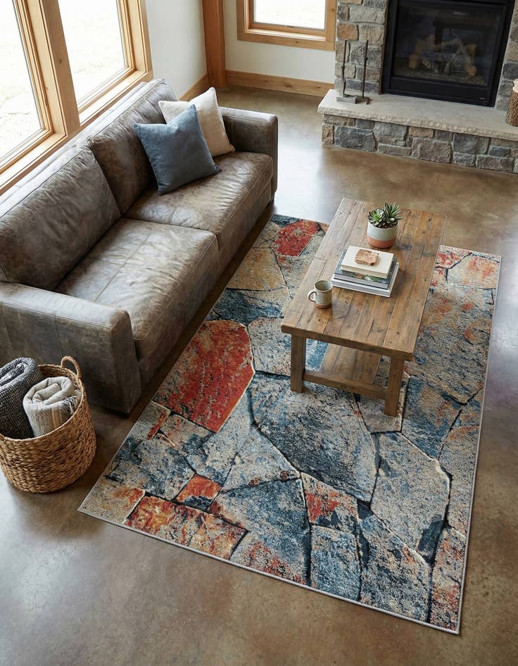 Detail image of 4' x 6' Easy-Clean Modern Indoor / Outdoor Rug