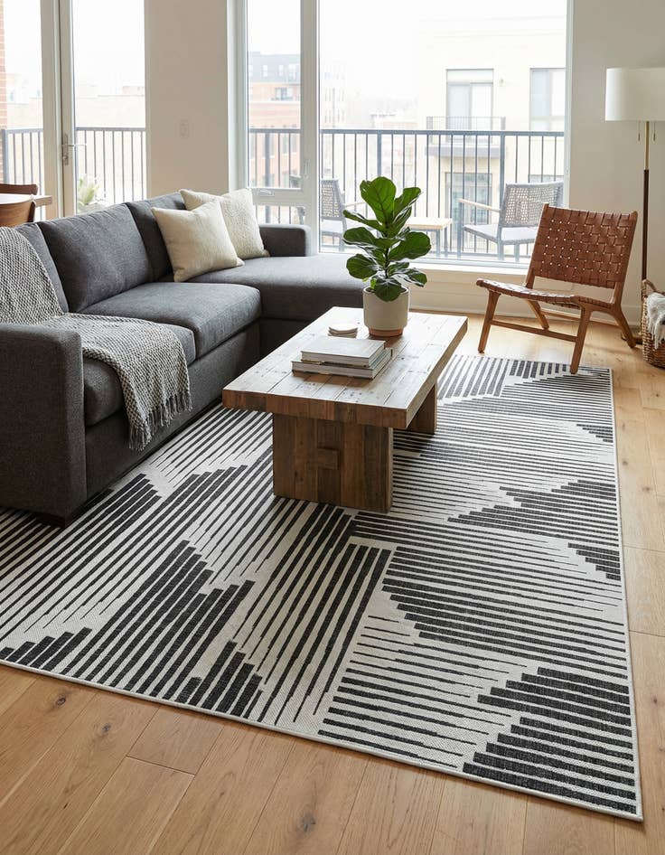 Detail image of  9' x 12'  Washable Modern Indoor / Outdoor Rug