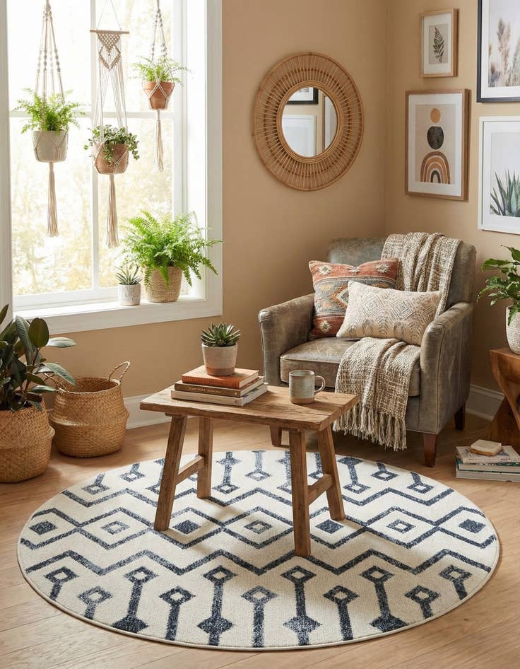 Detail image of  3' x 3' Bohemian Trellis Round Rug