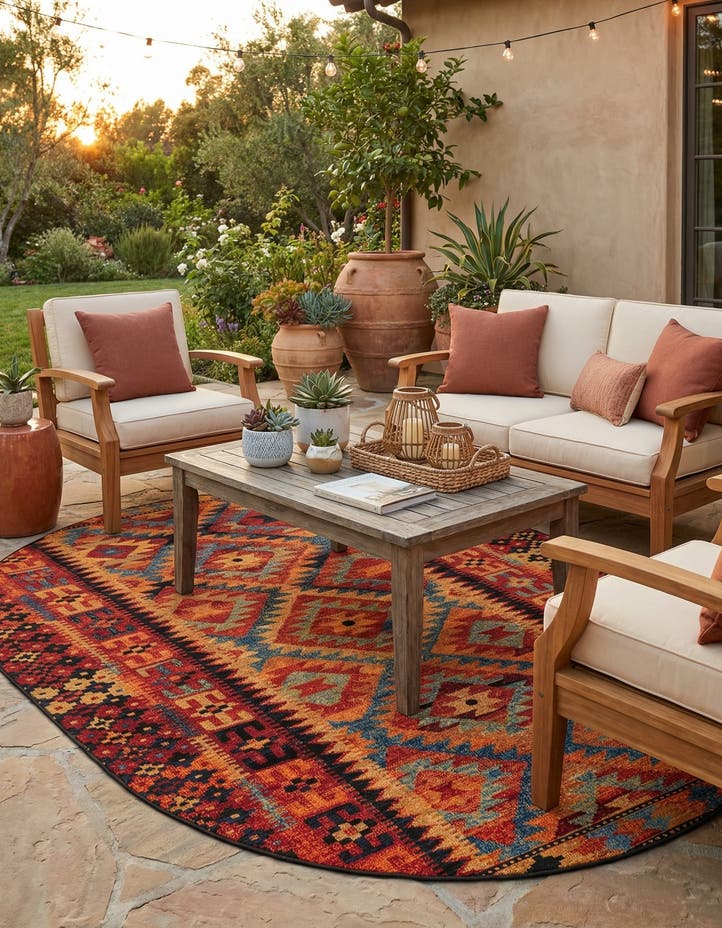 7' 10 x 10' Easy-Clean Tribal Indoor / Outdoor...