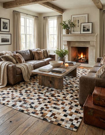5' 2 x 8' 2 Cowhide Leather Rug