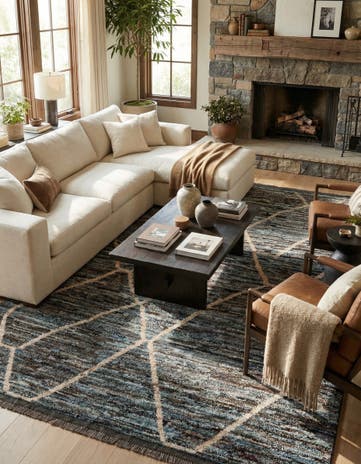 6' 11 x 9' 7 Hand Knotted Moroccan Wool Rug