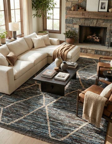 6' 11 x 9' 7 Hand Knotted Moroccan Wool Rug