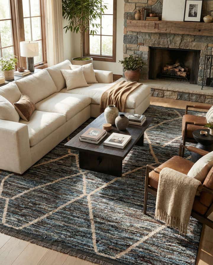 6' 11 x 9' 7 Hand Knotted Moroccan Wool Rug