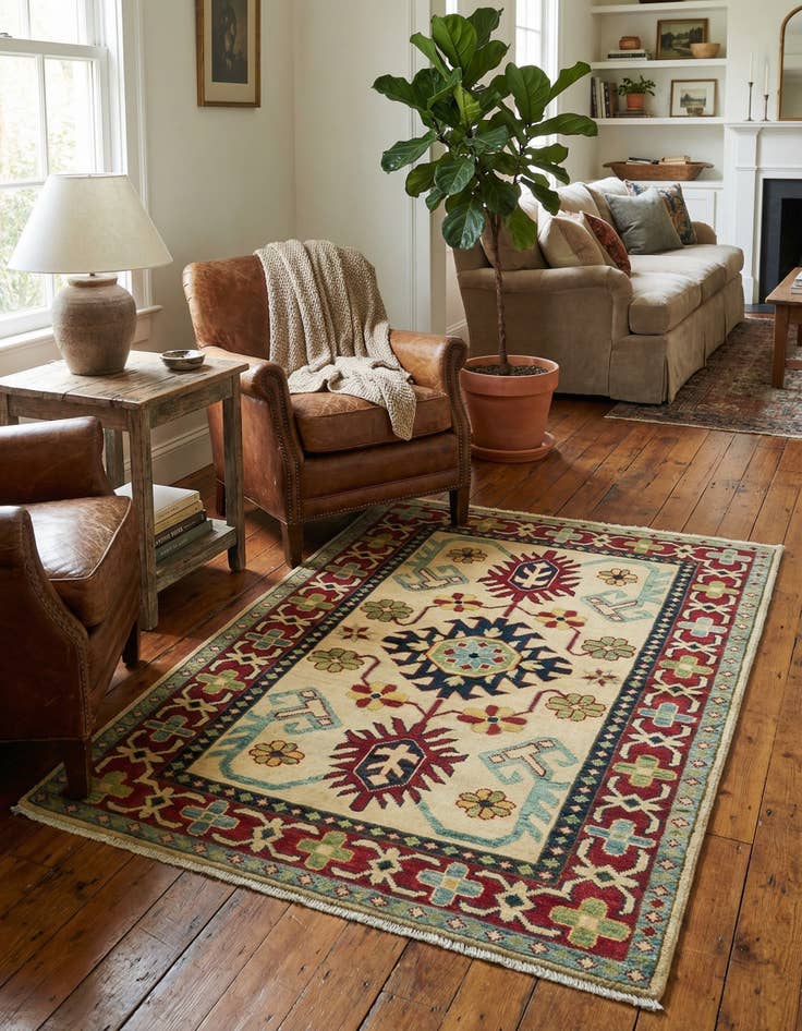 Detail image of 3' 3 x 5'  Hand Knotted Kazak Rug