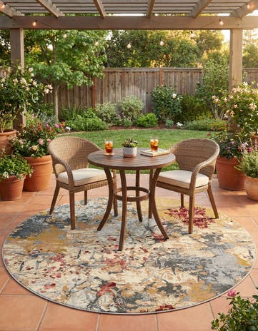 7' 10 x 7' 10 Easy-Clean Modern Indoor / Outdoor Round Rug