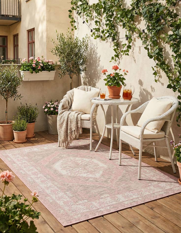 Detail image of 4' x 6'  Washable Traditional Indoor / Outdoor Rug