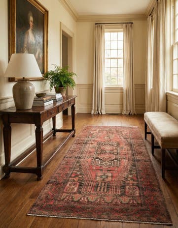 4' 2 x 9' 2 Hand Knotted Ultra Vintage Persian Wool Runner Rug