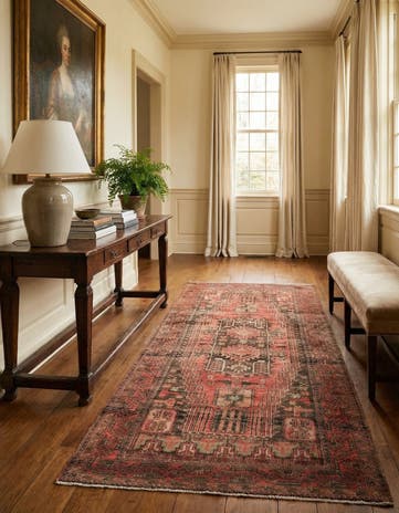 4' 2 x 9' 2 Hand Knotted Ultra Vintage Persian Wool Runner Rug