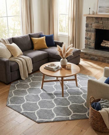  7' 10 x 7' 10 Lattice Frieze Octagon Rug