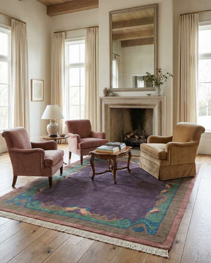 6' 7 x 8' 2 Hand Knotted Tibet Wool Rug