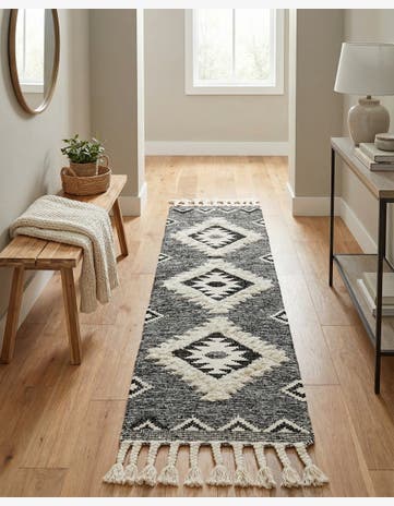Charcoal Hand Woven Arizona Wool Runner Rug