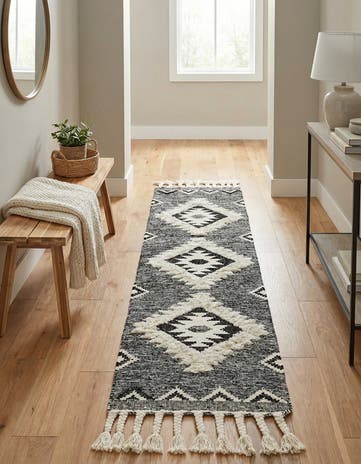Charcoal Hand Woven Arizona Wool Runner Rug