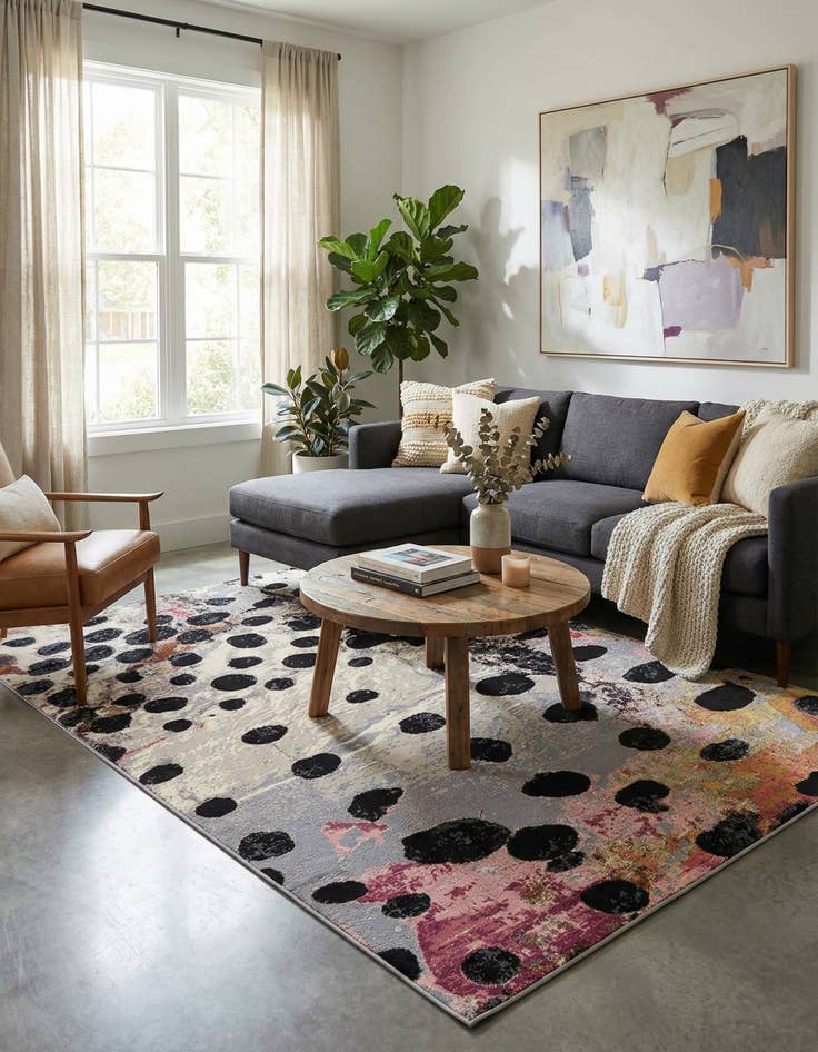 Detail image of 5' 3 x 8'  Washable Modern Indoor / Outdoor Rug