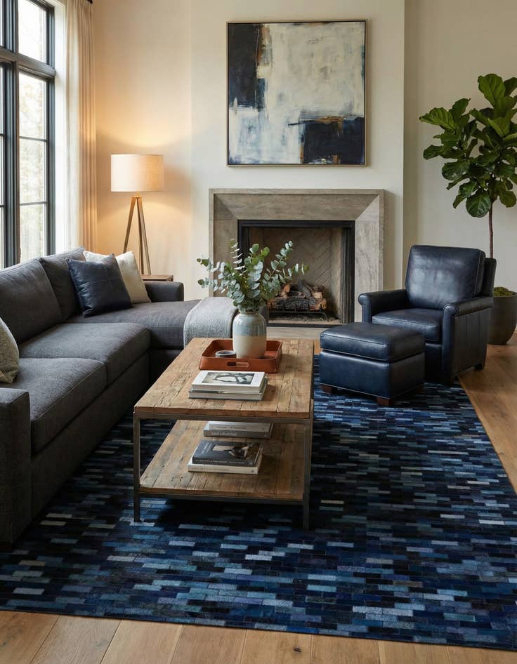 Detail image of 5' 1 x 8' 1 Cowhide Leather Rug