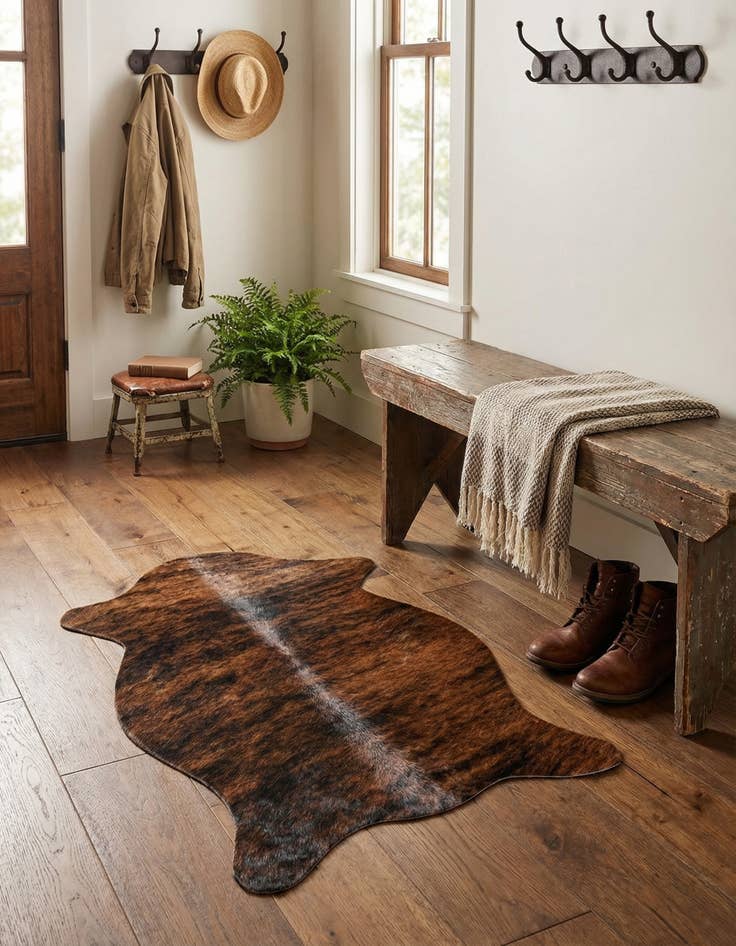 Detail image of 1' 7 x 2' 6 Cowhide Leather Rug