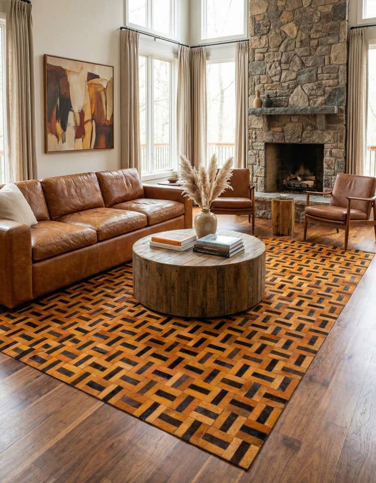 Detail image of  8' x 9' 11 Cowhide - Patchwork Rug