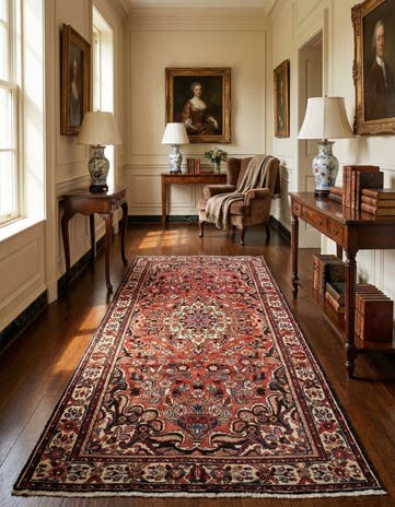 5' 1 x 10' 4 Hand Knotted Bortschalu Persian Wool Runner Rug
