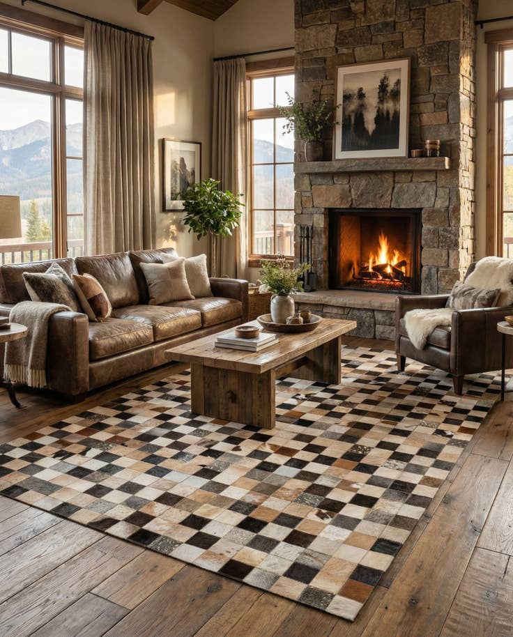 Detail image of 5' 1 x 8' Cowhide - Patchwork Rug