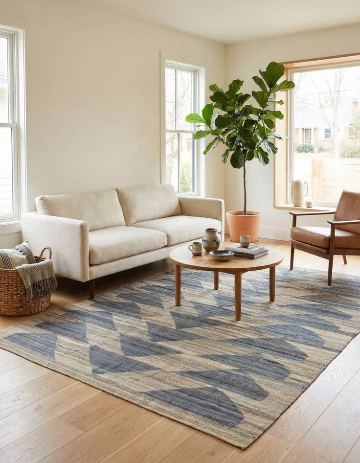 Detail image of 5' 8 x 7' 7  Hand Woven Kilim Modern Wool Rug