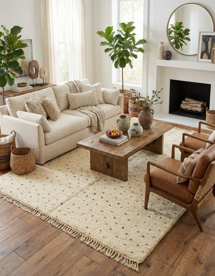 Detail image of 7' x 9' 9  Hand Knotted Moroccan Wool Rug